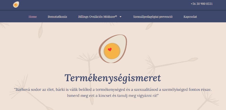 Termékenységismeret honlap egyéni vállalkozóknak
